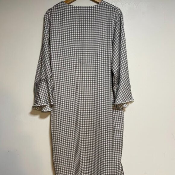 40 Winks Gray White Gingham Women's Kimono Cardigan Size S/P - Picture 8 of 13